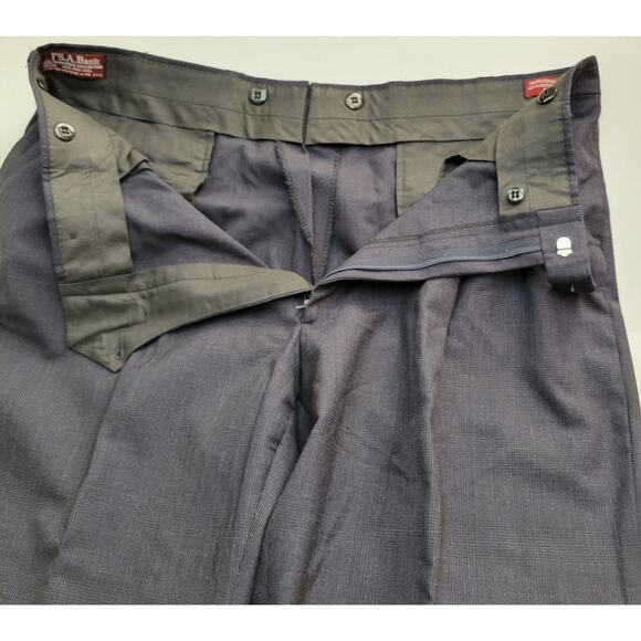 Jos A. Bank 2 PC 100% Wool Dark Charcoal Gray Plaid 2 Button Suit 46R Pant 38/32 - Picture 9 of 11